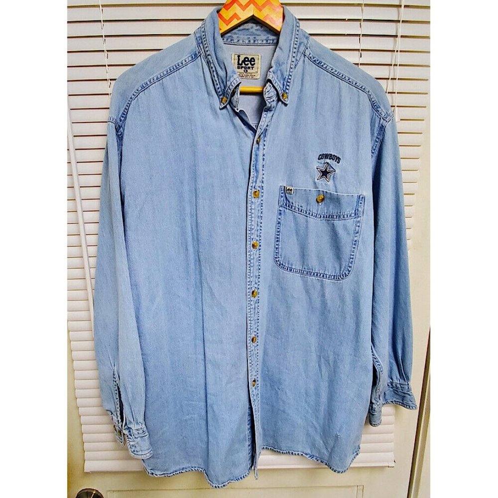 LEE SPORT Dallas Cowboys Blue Denim Shirt Large